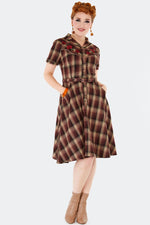Western Brown Plaid Shirt Dress by Voodoo Vixen