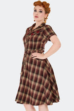 Western Brown Plaid Shirt Dress by Voodoo Vixen