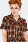 Western Brown Plaid Shirt Dress by Voodoo Vixen