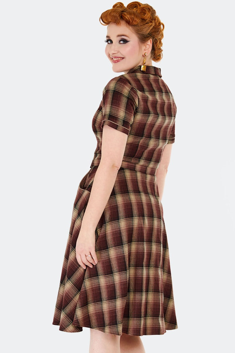 Western Brown Plaid Shirt Dress by Voodoo Vixen