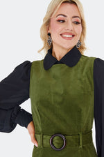 Olive Corduroy Shift Dress by Voodoo Vixen
