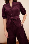 Stella Needlecord Jumpsuit in Plum by Emily and Fin