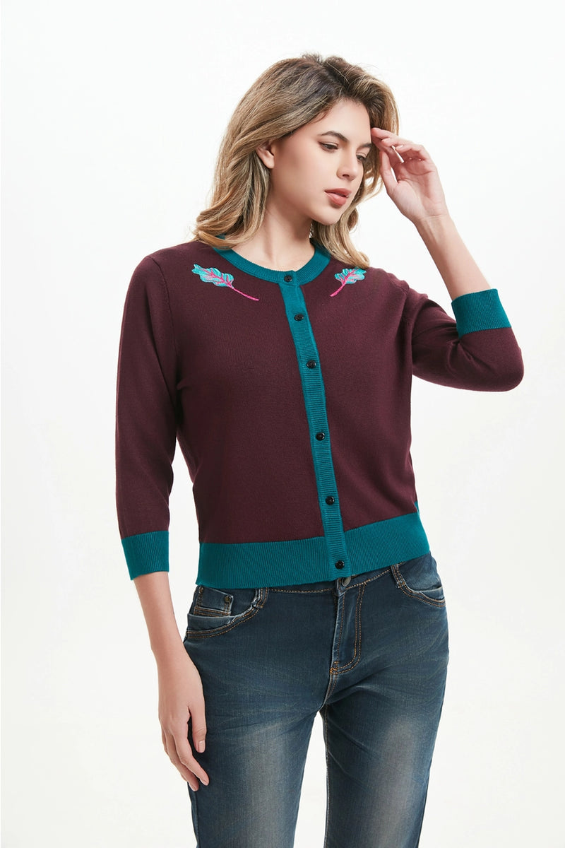 The Beet Goes On Embroidered Leslie Cardigan by Miss Lulo