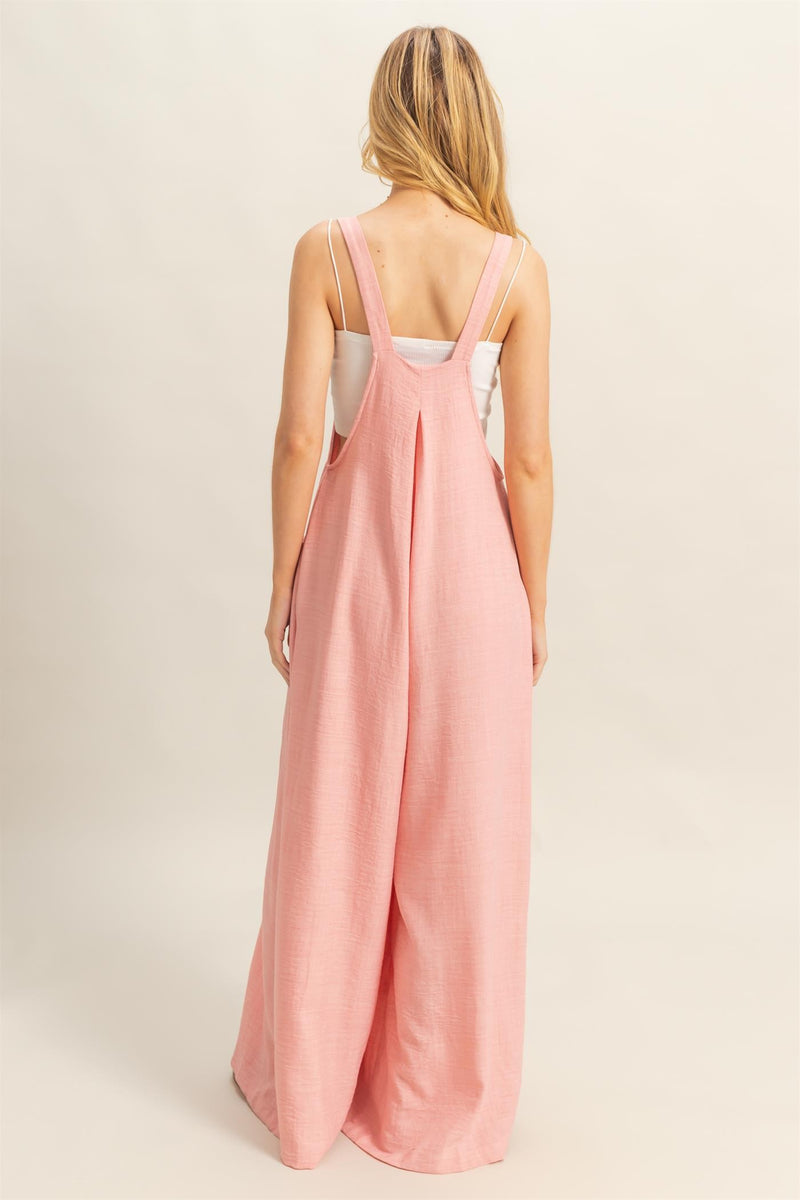 Pink Loose Wide Leg Jumpsuit