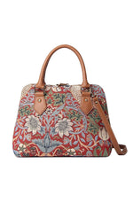 William Morris Strawberry Thief in Rust Tapestry Satchel Bag
