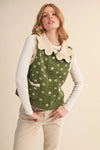 Olive Knit Collared Sweater Vest