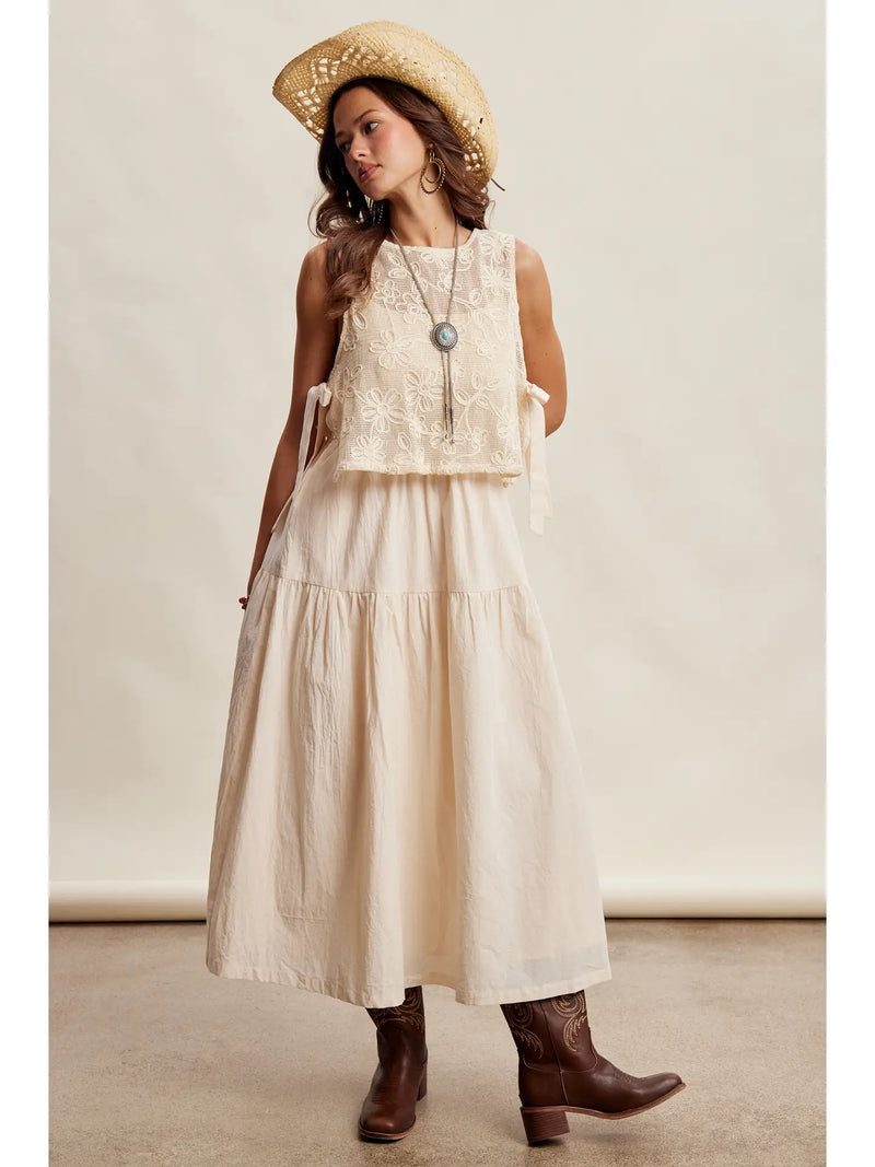 vest dress long Round Neck Casual Stitching Vest Dress