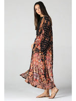 Bleached Tie Dye Printed Duster Top in Black by Angie