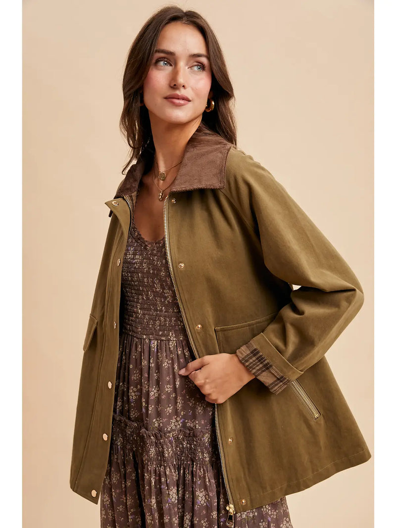 Cotton Chore Jacket in Olive