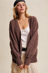 Textured Sleeve Cardigan in Mocha