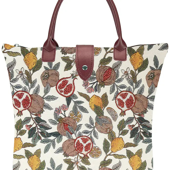 Pomegranate and Lemon Folding Tapestry Tote Bag