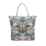 William Morris Strawberry Thief Grey Folding Tapestry Tote Bag