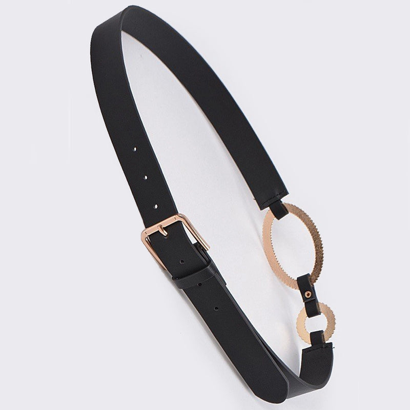 Black Belt with Gold Oval Hardware