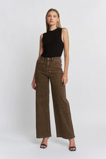 Leopard High Rise Wide Leg Jeans by Mica Denim