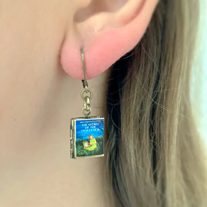 Nancy Drew Book Locket Earrings by Marshall and Rose