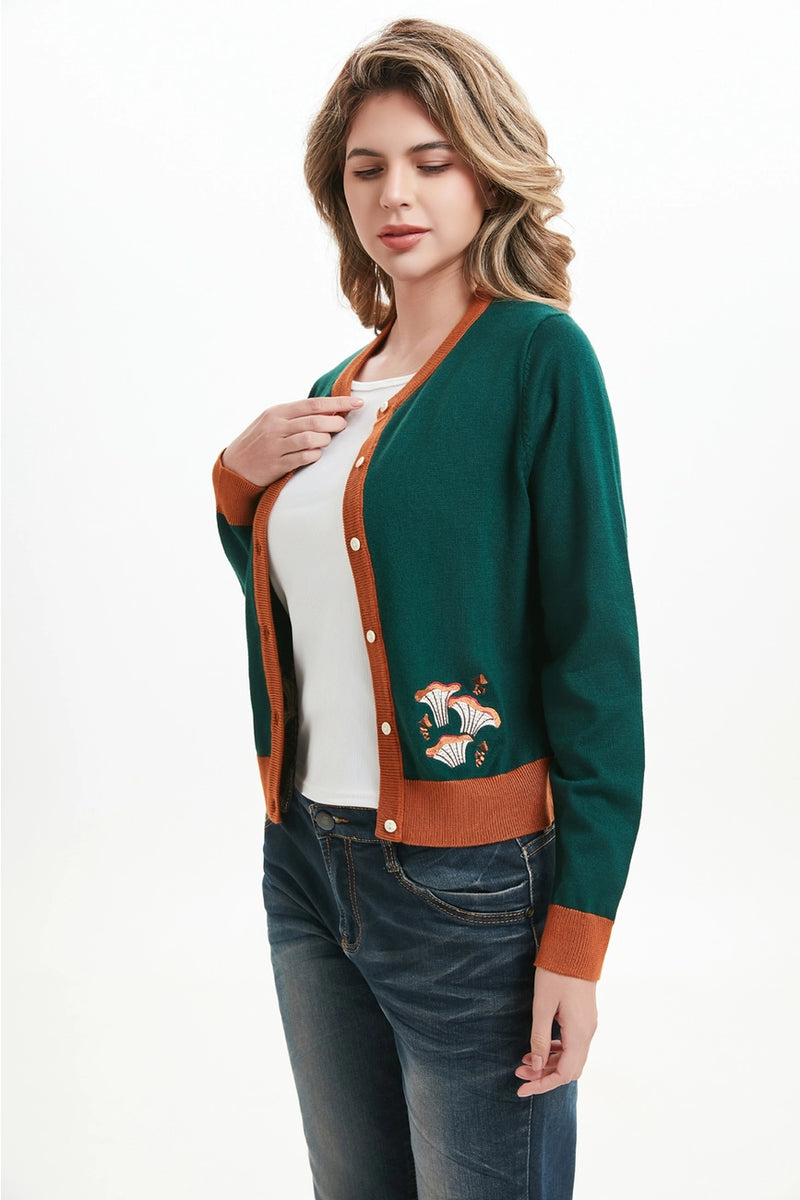 Mushroom Meadow Embroidered Leslie Cardigan by Miss Lulo