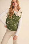 Olive Knit Collared Sweater Vest