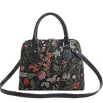 Morning Garden in Black Tapestry Satchel Bag