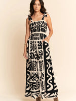 Black Geo Floral Wide Leg Jumpsuit