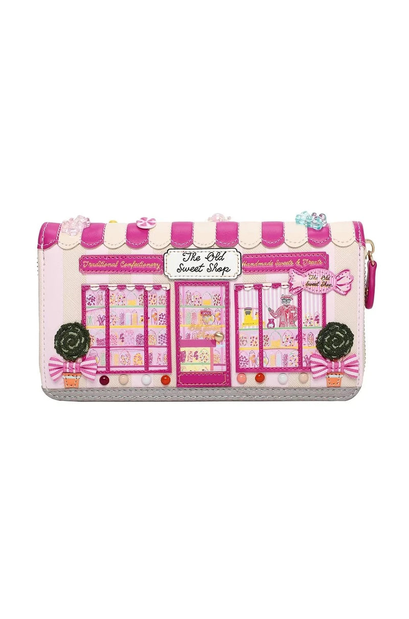 The Old Sweet Shop Large Zip Around Wallet by Vendula London