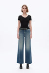High Rise Wide Leg Jeans with a Raw Hem by Bayeas