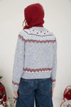 Fair Isle Toggle Button Cardigan Sweater