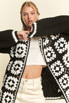 Granny Squares Open Cardigan in Black and White