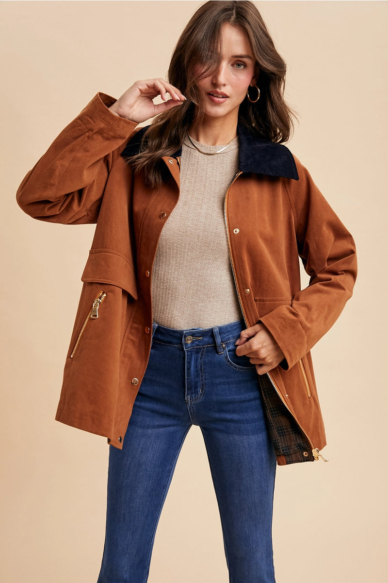 Cotton Chore Jacket in Cognac