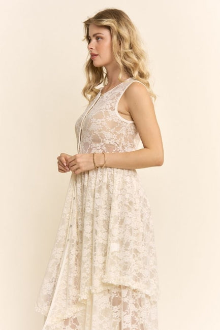Ivory Lace Duster Midi Dress – Modern Millie