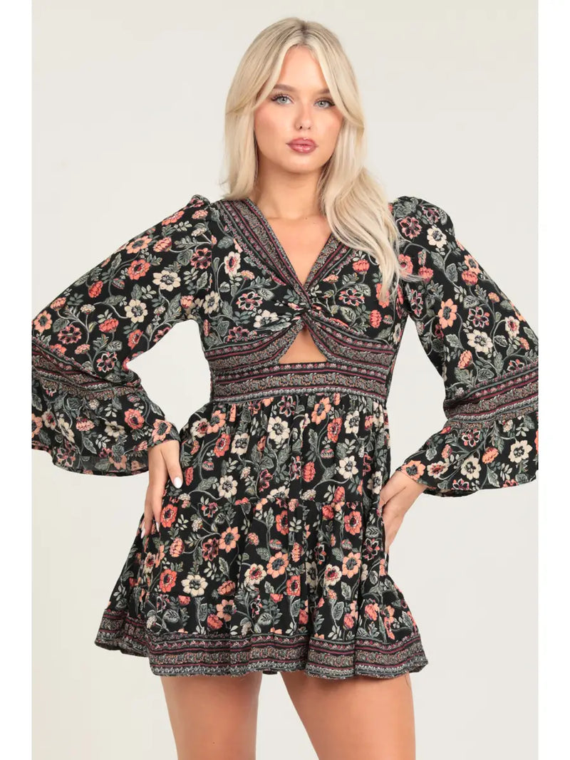 Twist Front Cut-Out Mini Dress