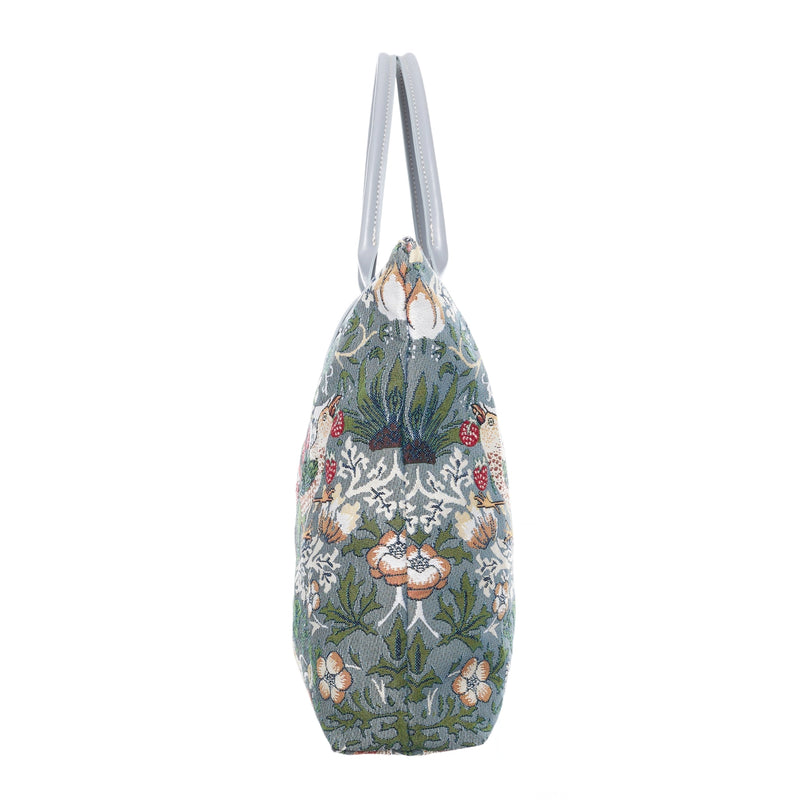 William Morris Strawberry Thief Grey Folding Tapestry Tote Bag
