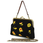 Yellow Sunflower Kisslock Bag in Black
