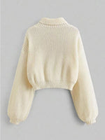 Honeybee Cropped Turtleneck Sweater in Ivory