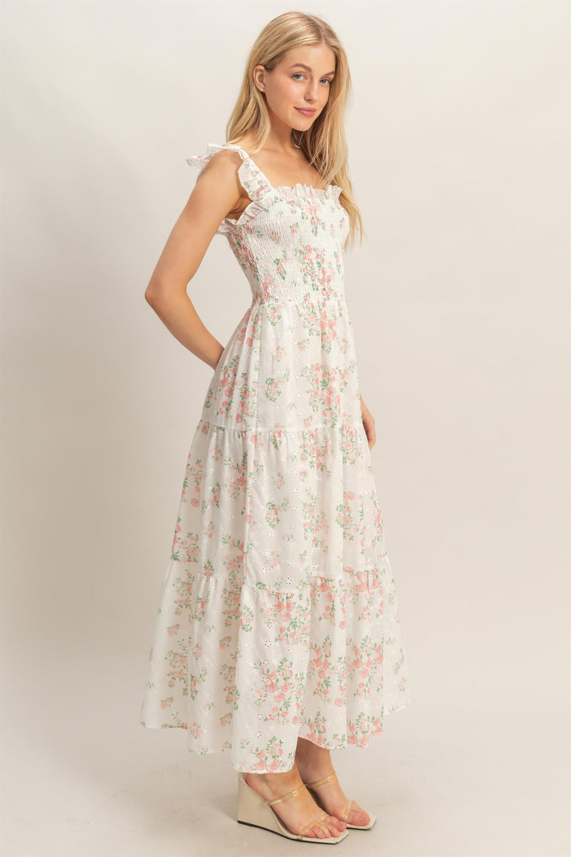 pink floral midi dress Provence Bloom Tiered Midi Dress Floral Pink main image 1