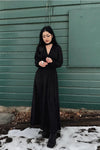 Solid Black Raquel Maxi Dress with Bishop Sleeves by Wax Poetic