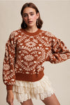 Heart Jacquard Knit Sweater in Butterscotch