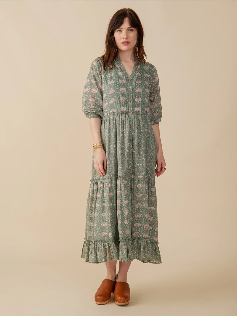 Britta Aegean Teal Floral Dress by Mata Traders
