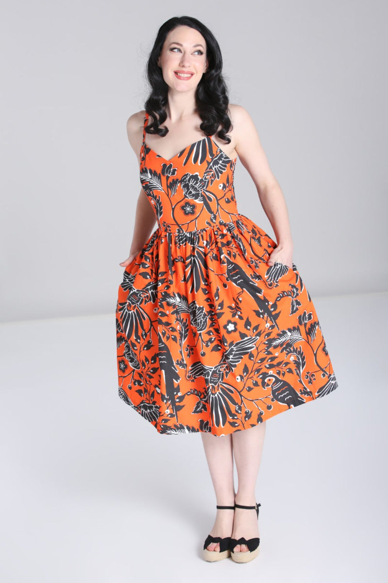 Orange and Black Rio Dress by Hell Bunny