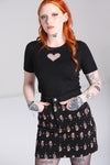 Black Embroidered Denim Lovers Skirt by Hell Bunny
