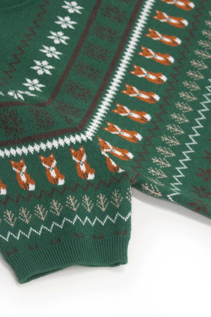 Green Vixey Fox Sweater by Hell Bunny