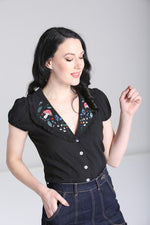 Natura Embroidered Blouse by Hell Bunny