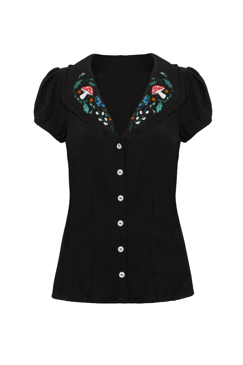 Natura Embroidered Blouse by Hell Bunny