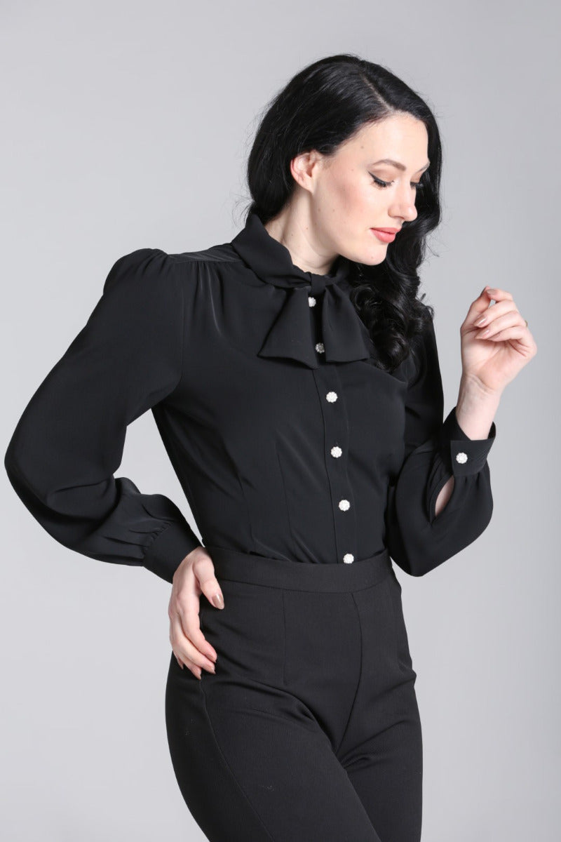 Black Mia Blouse by Hell Bunny