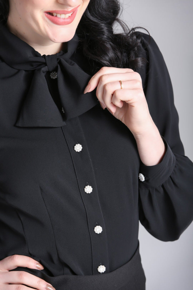 Black Mia Blouse by Hell Bunny
