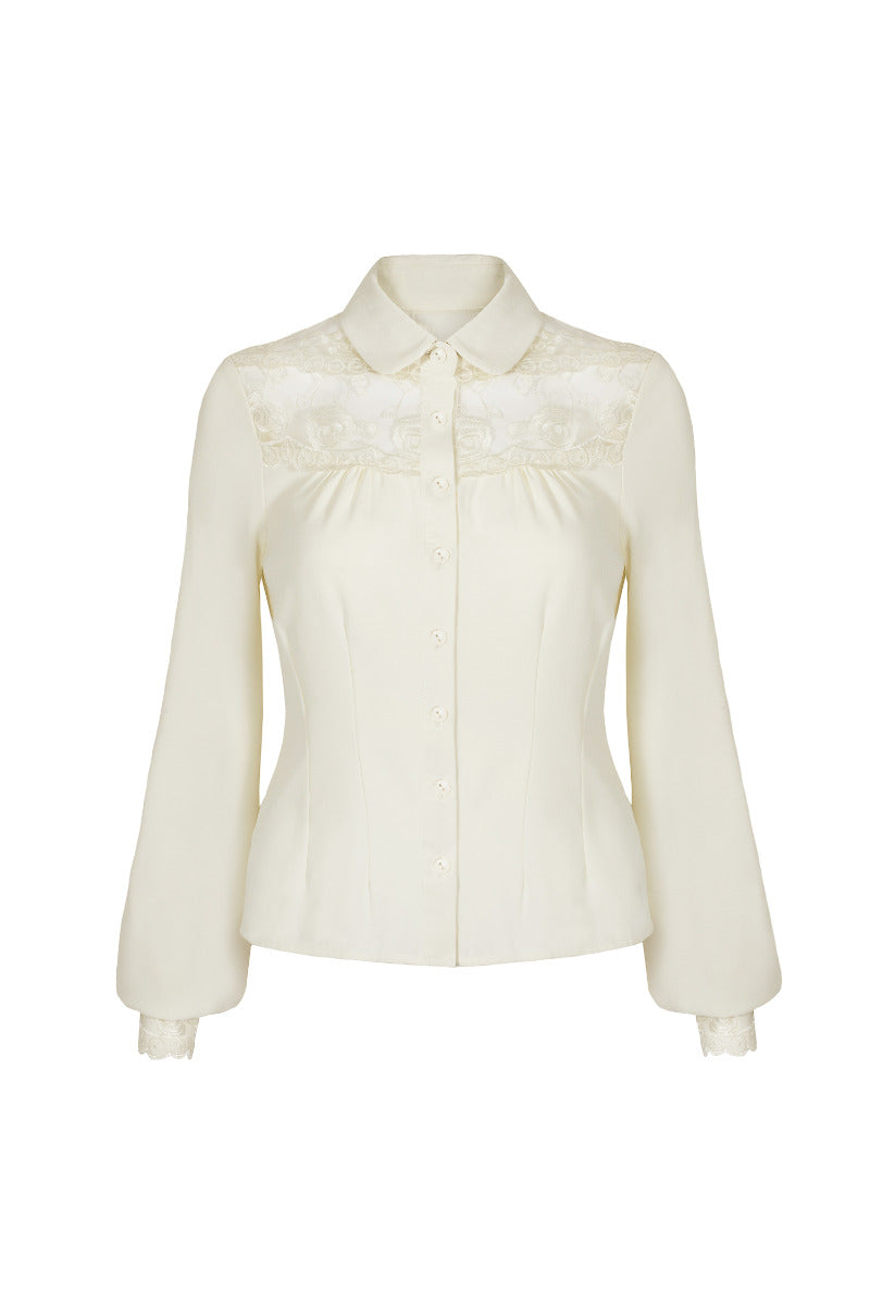 Lucille Blouse in Ivory by Hell Bunny