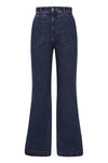 High Waisted Flare Dark Wash Jaclyn Jeans by Hell Bunny