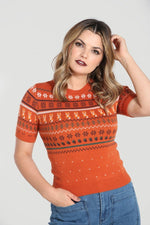 Rust Vixey Fox Sweater by Hell Bunny