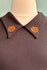 Black Pumpkin Embroidered Knit Top