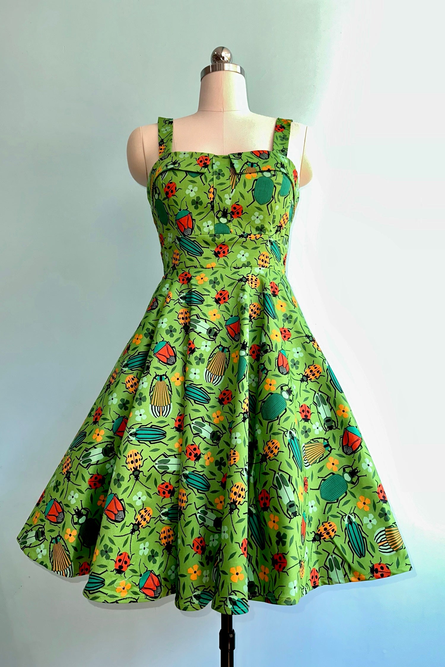 Green Bug Fold-Over Dress by Eva Rose Medium Green Bug Fold-Over Dress by Eva Rose Medium