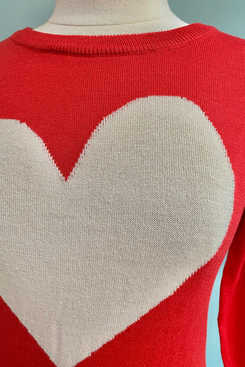 Red & Cream Heart Pullover Sweater